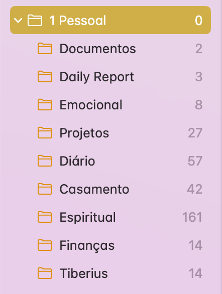 Estrutura de notas pessoais no Apple Notas